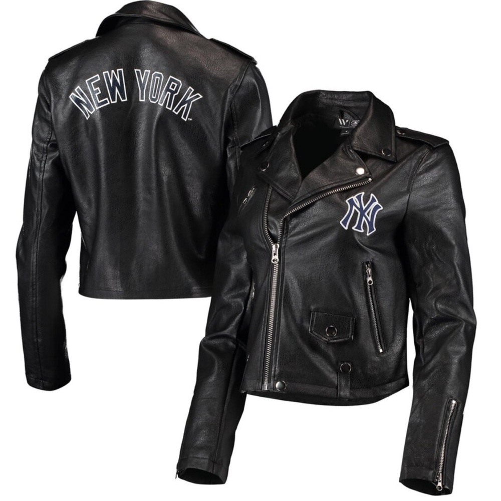 New York Yankees The Wild Collective Women's Faux Leather Moto Full-Zip
Jacket